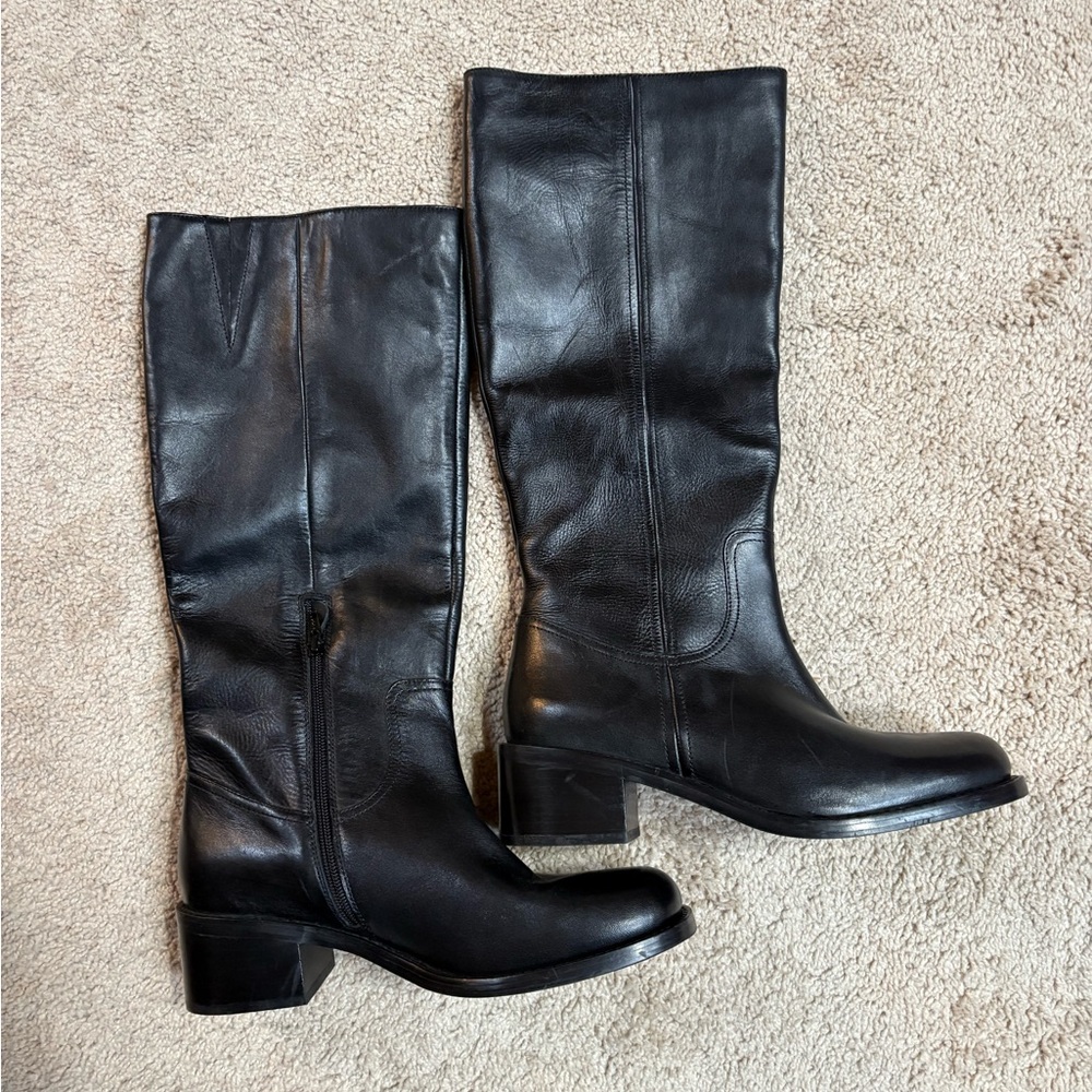Seychelles 
Black Leather Knee-High Boots